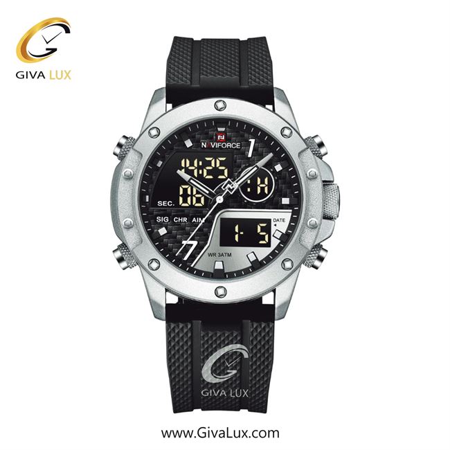 ساعت مچی اورجینال مردانه ناوی فورس|Naviforce|نوی فورس|نیوی فورس دو زمانه نقره ای | مشکی| مشکی-نقره ای| کد رفرنس NF9221